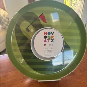 NOVOGRATZ HOME “GREEN GOLF” CHIP & DIP ROUND MELAMINE SERVING PLATTER
